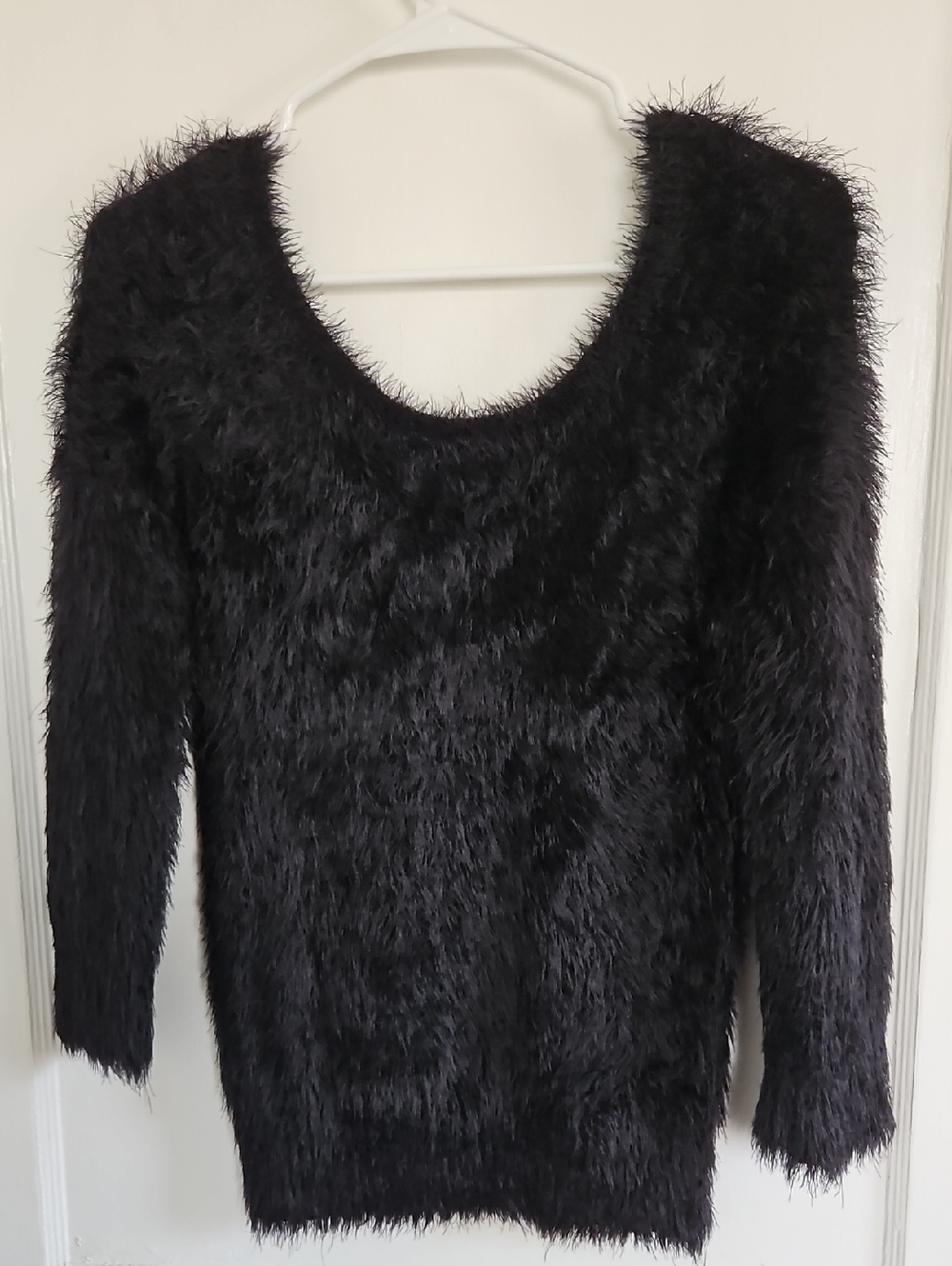 Hot Topic Black Faux Fur Scoop Neck Sweater